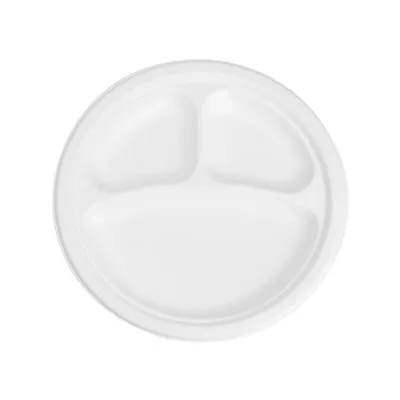 10" 3 Lub Thawv Hnab Bagasse Round Phaj